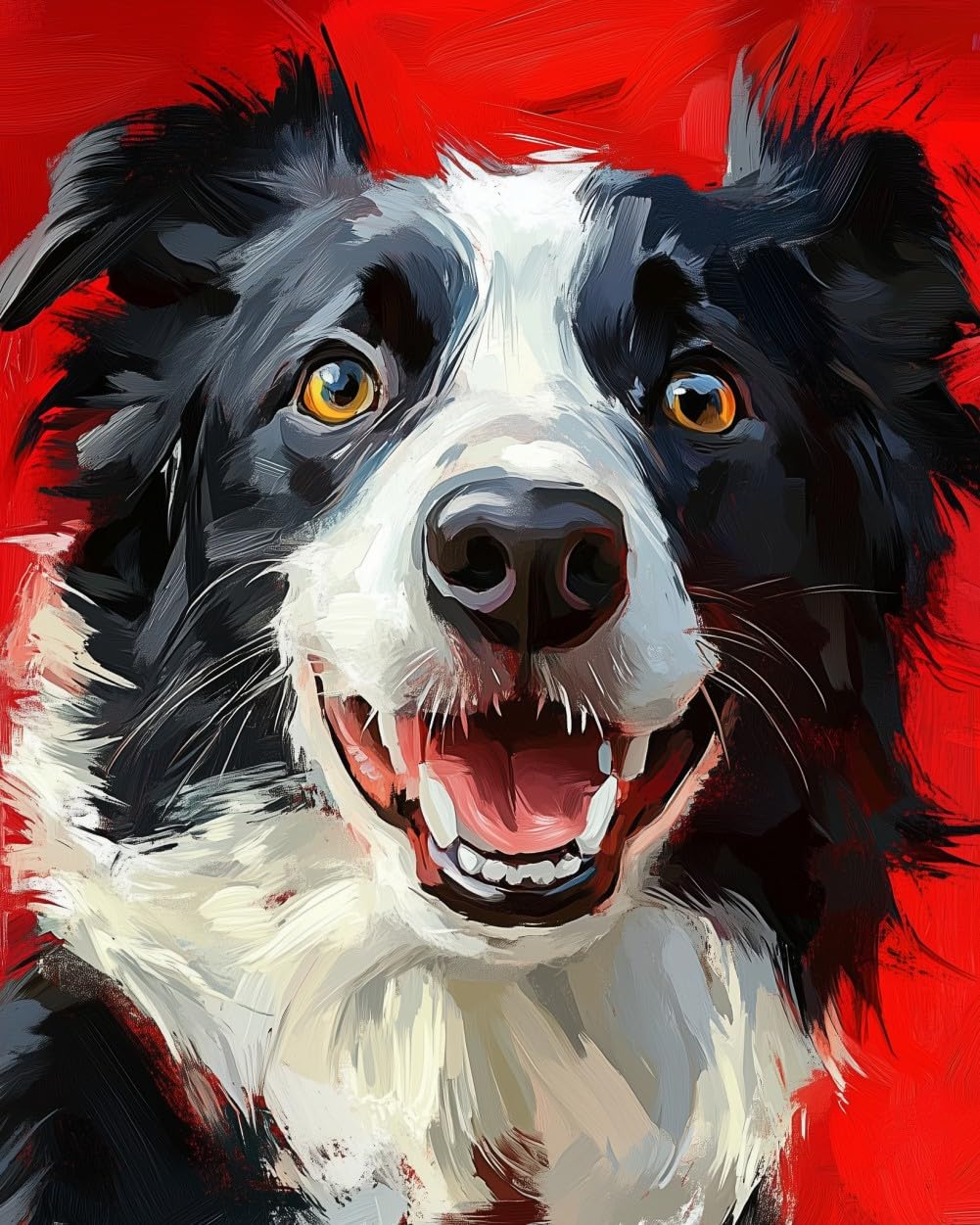 WANMIU Paint by Numbers Border Collie (3) for Adults and Kids DIY Oil Painting Gift Kits Pre-Printed Canvas Art Home Decoration 16x20 inch Frameless