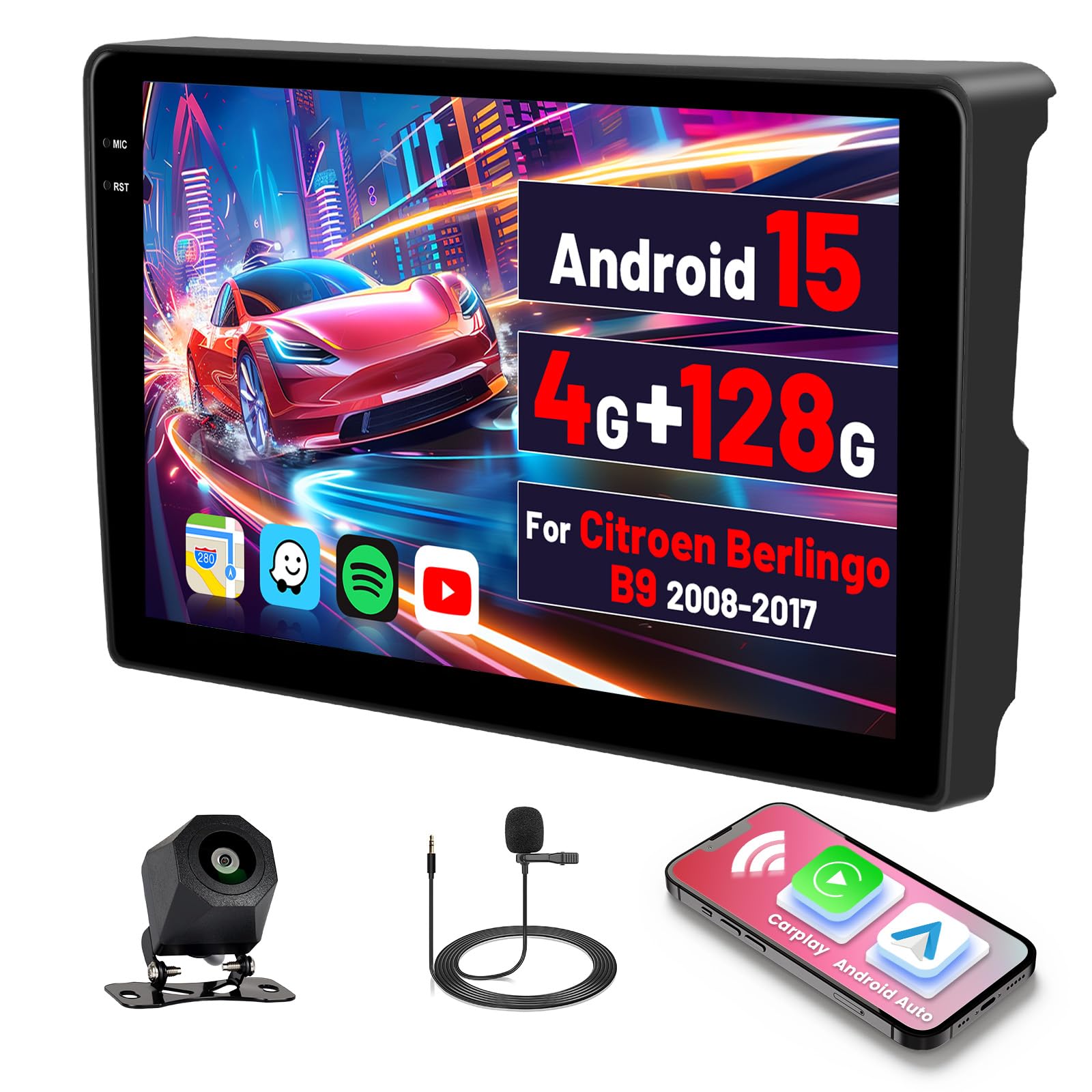 Podofo Autoradio Carplay Pour Citroen C5 2013-2016, Autoradio Tactile