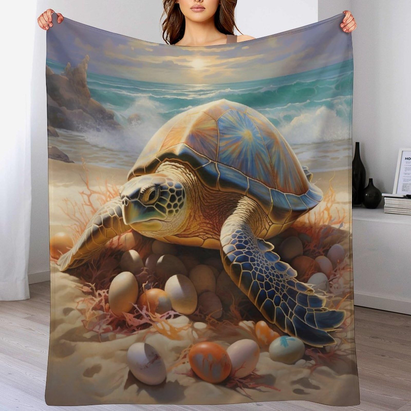 Manta suave de tortuga de 130 x 180 cm con diseño transpirable para las cuatro estaciones