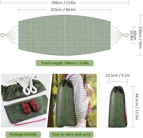 Outerman DC601 Camping Hammocks 290 * 150Cm(Max 550Lb),Breathable Soft Nylon Hammocks With Balance Beam Sturdy Metal Knot Tree Ropes And Travel Bag thumb #3