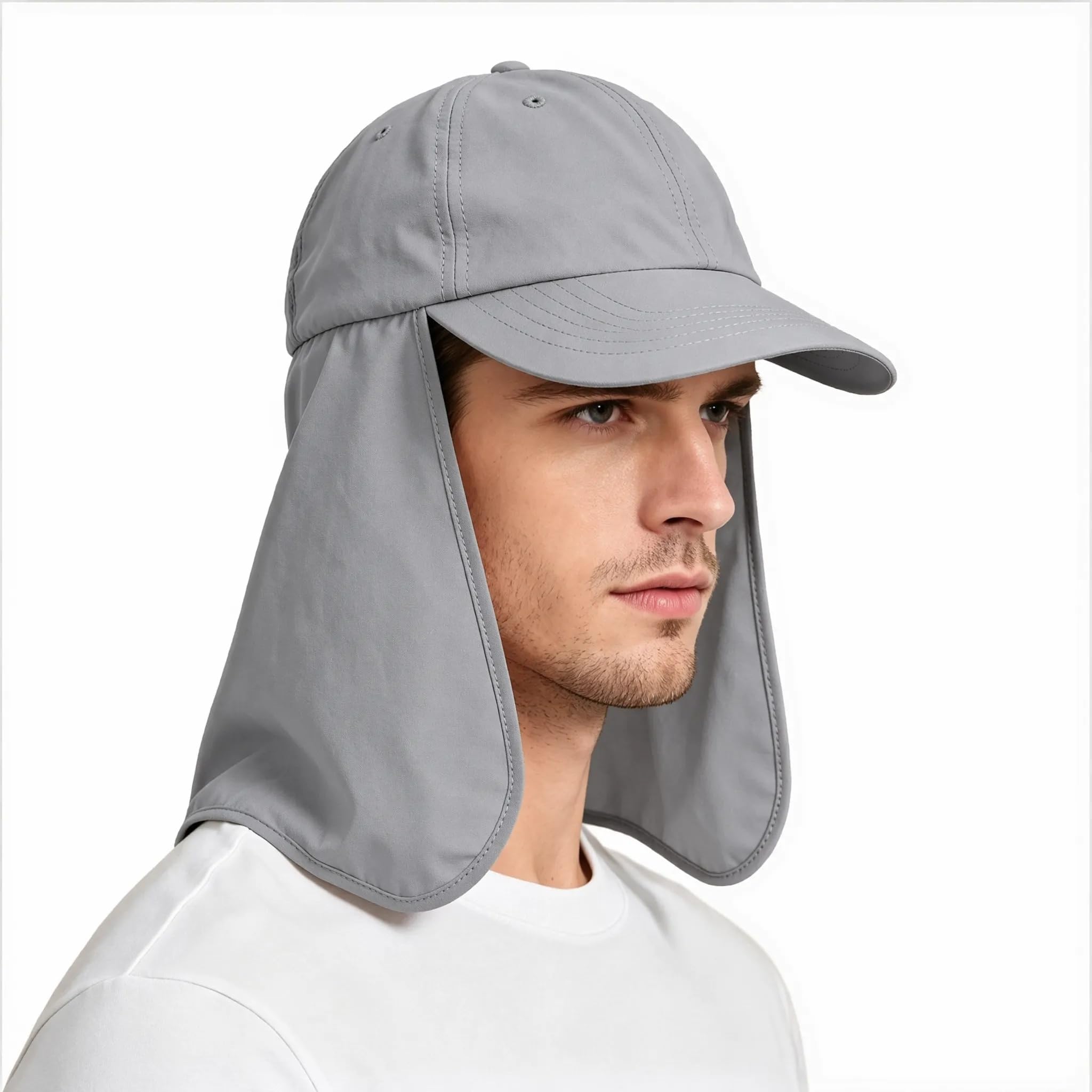 Solaris Mens Sun Hat Neck Flap 2 in 1 Foldable Waterproof UPF 50+ Baseball Cap Fishing Hiking Outdoor