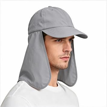 Solaris Mens Sun Hat Neck Flap 2 in 1 Foldable Waterproof UPF 50+ Baseball Cap Fishing Hiking Outdoor