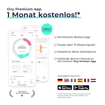 Ovy® Bluetooth Basalthermometer mit EU-zertifizierter Ovy App zur hormonfreien Verhütung und bei Kinderwunsch