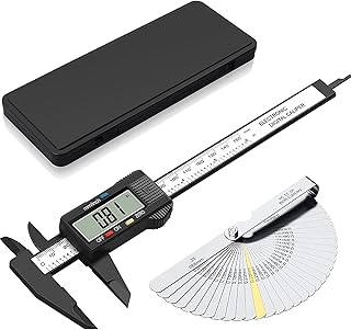 eSynic Digital Vernier Caliper 150mm/6Inch with 32 Blade Feeler Gauge, Electronic Caliper Inch/Metric Conversion Measuring Tool for Length Width Depth Inner Outer Diameter