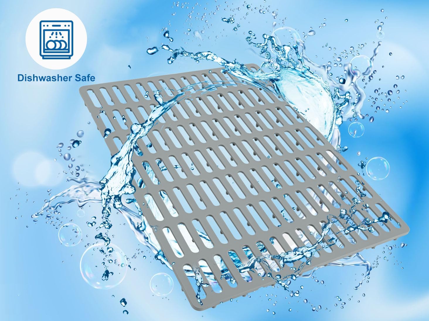 Kitchen Sink Mat, Sink Protector, Silicone Mat, Heat Resistant, No Smell, Raised Feet, 16.34” x 12.8”