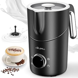 8-in-1 Milk Frother, 400ml Large Capacity & Detachable Milk Frother and Steamer, Coffee Frothers with Heating Function, Electric Automatic Hot & Cold Foam Milk Steamer, Quiet,Dishwasher Safe