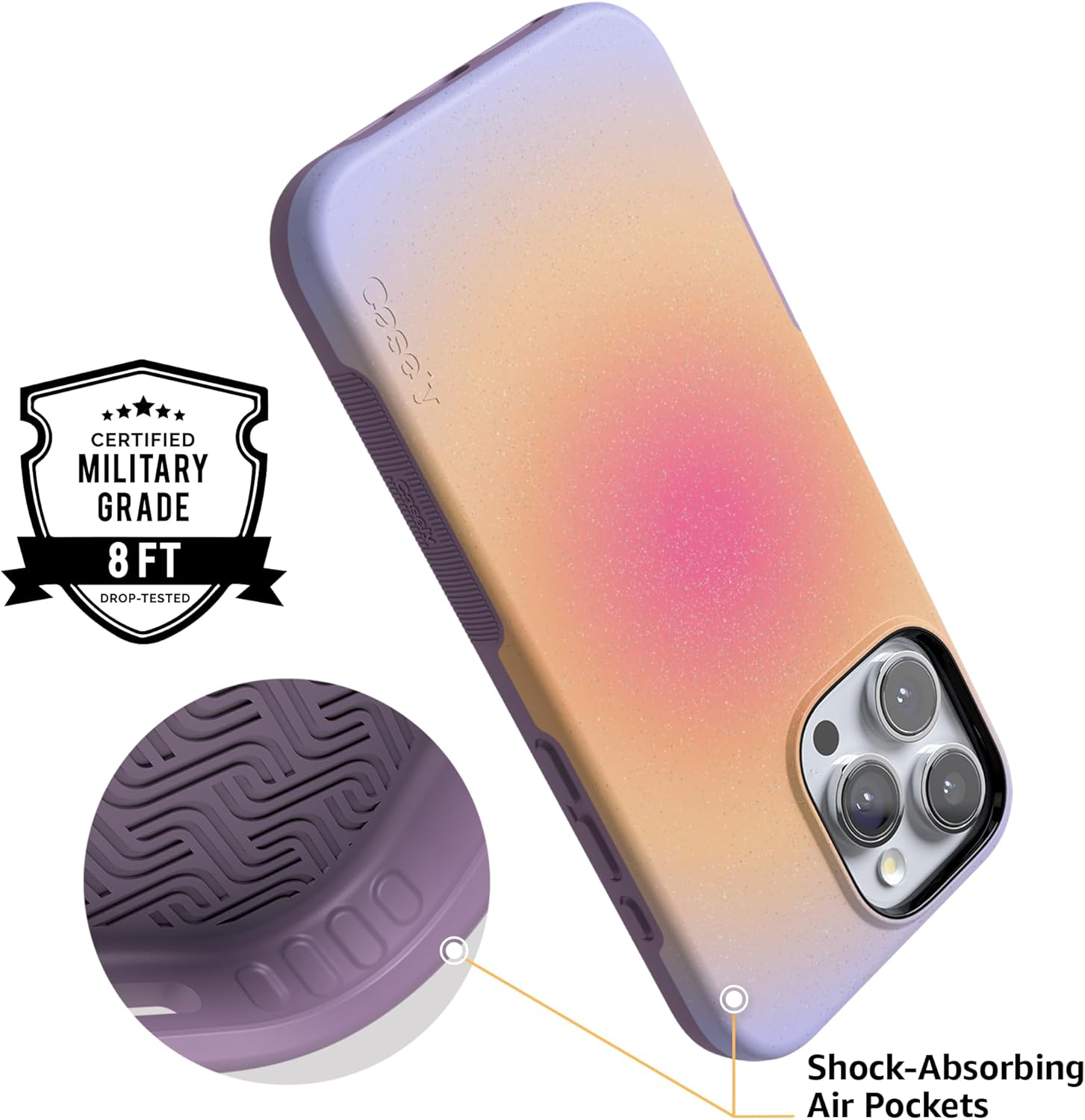 Casely iPhone 16 Pro Max Case | Sunset Halo | Rainbow Aura | Bold Protective Design | MagSafe Compatible Design