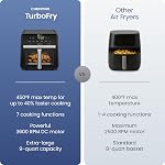 Friteuse à air Chefman TurboFry 9-Qt, 7-en-1, cuisson haute puissance à 450°F pour des frites, poulet et rondelles d'oignon plus croustillants, panier XL et fenêtre, friteuse à air, cuire, griller, réchauffer, déshydrater, décongeler, garder au chaud – noir