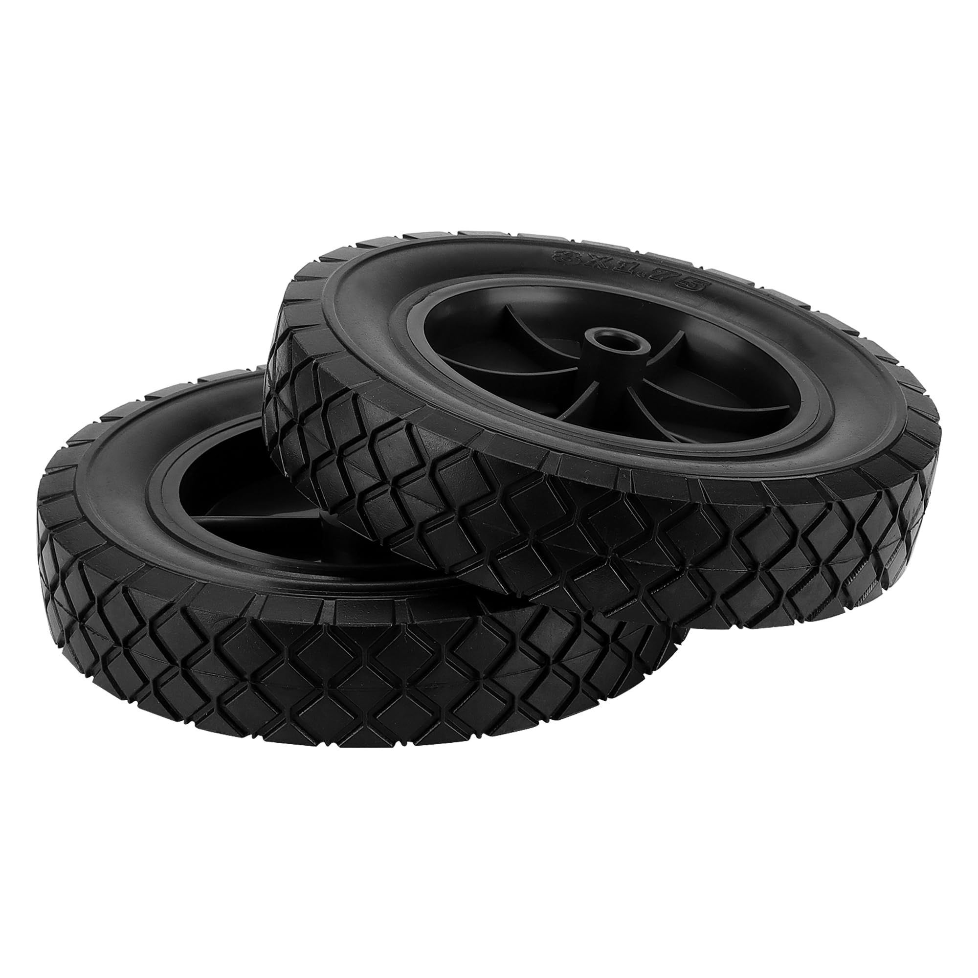 KEILEOHO Lot de 4 roues de brouette semi-solides en caoutchouc de 20,3 cm, pneus de rechange pour chariot de jardin, diable
