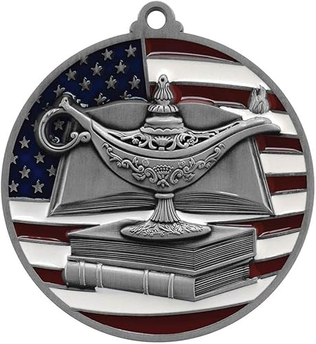 Miniatura 3 de Decade Awards Medalla académica patriótica grabada  Medallón escolar de 2.75 pulgadas de ancho con estrellas y rayas de la bandera estadounidense
