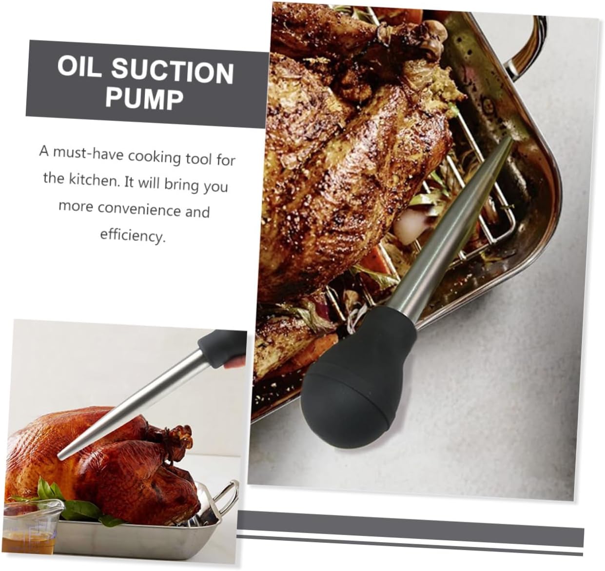 SECFOU Food Injector Suction Pump Compact Convenient Turkey Seasonings Injector for Kitchen