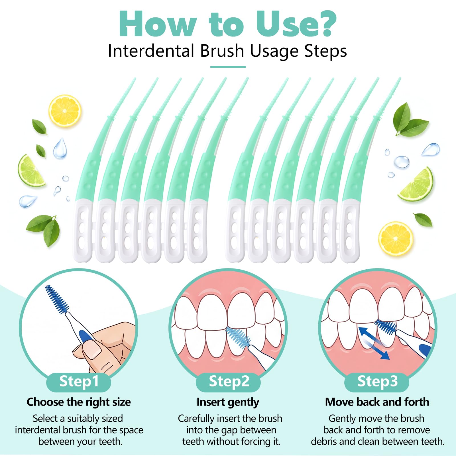 lanjue Cepillos interdentales portátiles entre dientes, 204 púas de hilo dental suave para limpieza de dientes, palillo de dientes, herramientas de limpieza de dientes para aparatos ortopédicos con
