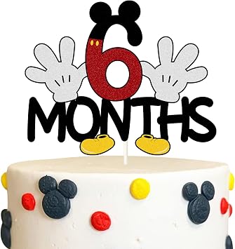 Mouse 6 Months Cake Topper,Colorful Cartoon Mouse - Half Birthday Cake Decor for Baby Boy Or Girl Baby Shower Party,1/2 Birthday Party Decorations