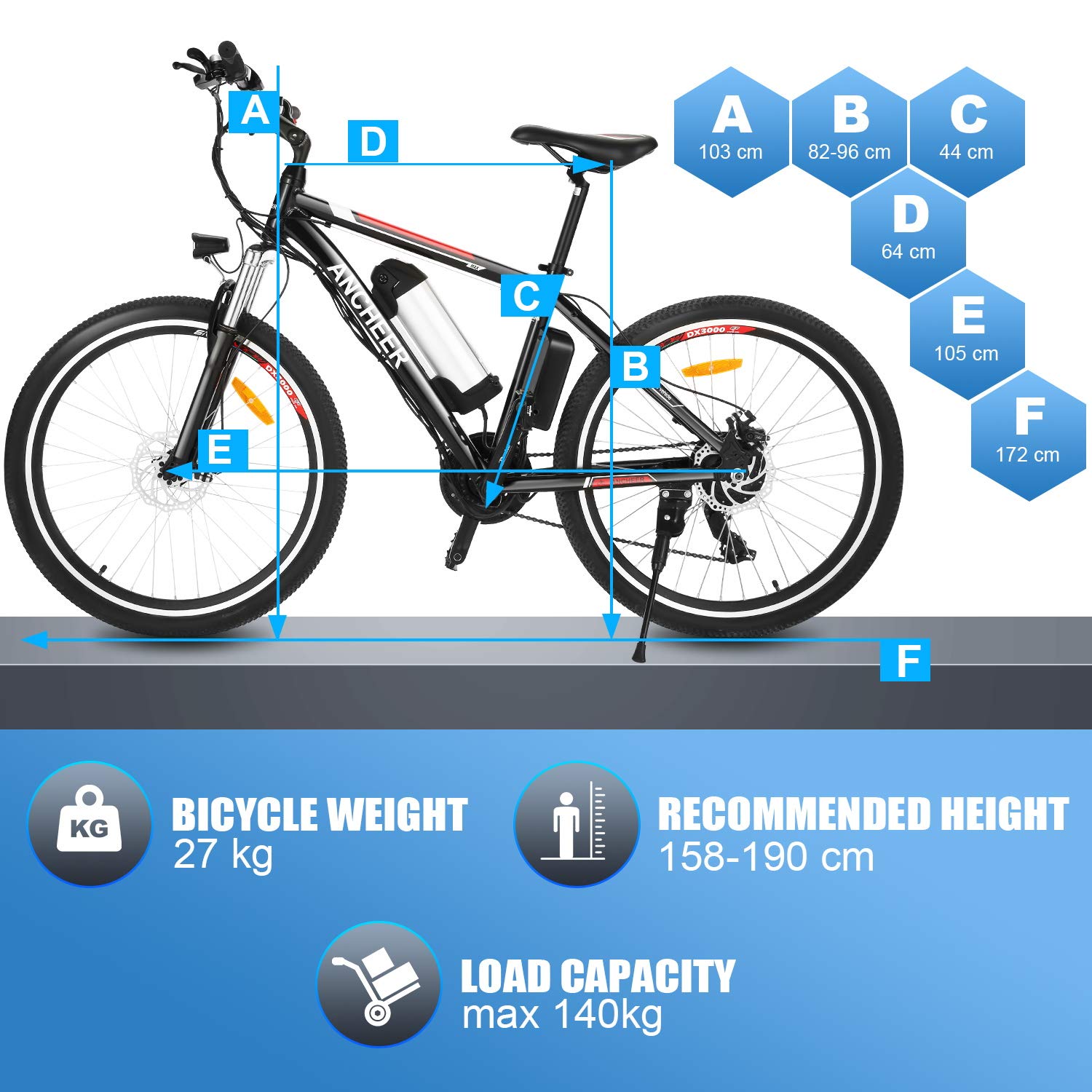 ANCHEER Electric Bikes for Adult, 26'' Electric Mountain Bike with 36V