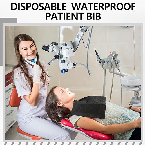 Miniatura 2 de Baberos negros para pacientes, papel de tatuaje, 3 capas, impermeable, para dentista o médico, cubierta de mesa para uñas