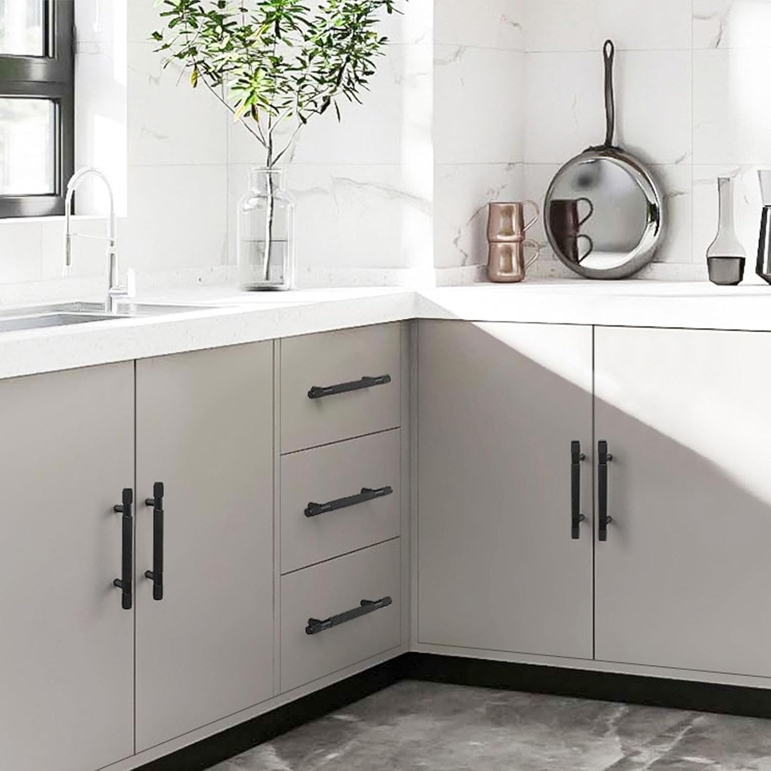 10 Pack Cabinet Pulls Black Wardrobe Door Handles Cabinet Drawer Handles Kitchen for Cupboard Drawer Pulls Hole Centers 160MM