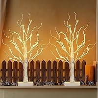 Vista 1 de EAMBRITE Árbol de abedul con luces LED, árbol de Navidad blanco, lámpara de árbol artificial pequeña y delgada preiluminada con ramitas