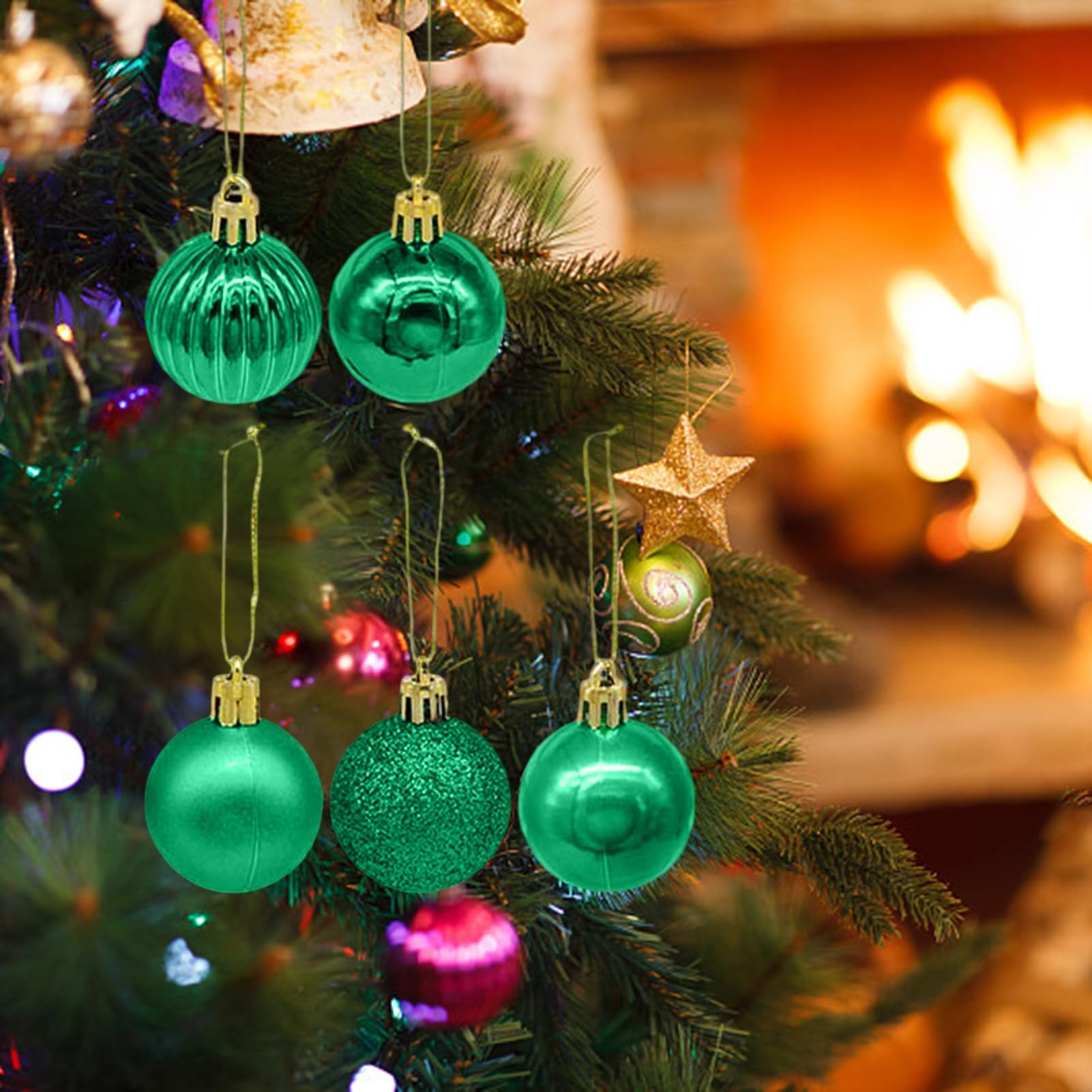 CJWLKJ 30pcs Colored Christmas Balls Tree Ornaments For Xmas Tree Shatterproof Christmas Tree Hanging Balls Decoration For Holiday Party Wedding Decoration Set With Hang Rope 2.36"(Red & Gold, 60mm - View #7