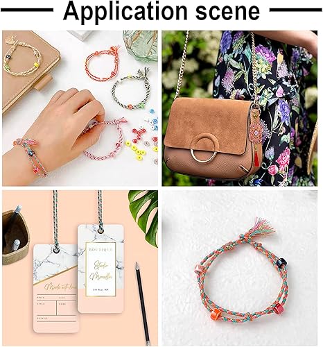 Miniatura 2 de Beadthoven - Cuerda trenzada de 0.069 pulgadas, 25.8 yardas de colores, cuerda metálica para anudar china, cuerda de macramé, cuerda de arcoíris