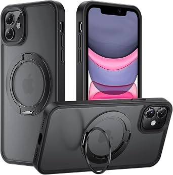 for iPhone 11 Case, Magnetic Kickstand Phone Case with [Military-Grade Protection] & [MagSafe Compatible], Slim Protective Cover for iPhone 11 Phone Case6.1 Black Kickstand