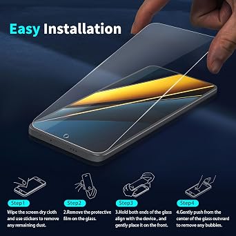 Didisky 3+2 Pack Screen Protector for Xiaomi Poco X6 Pro 5G, 3 Pack Tempered Glass Screen Protector with 2 Pack Camera Lens Protector, 9H,Easy to Install,Scratch-Resistant, HD