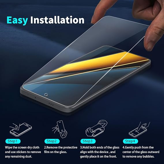 Didisky 3+2 Pack Screen Protector for Xiaomi Poco X6 Pro 5G, 3 Pack Tempered Glass Screen Protector with 2 Pack Camera Lens Protector, 9H,Easy to Install,Scratch-Resistant, HD