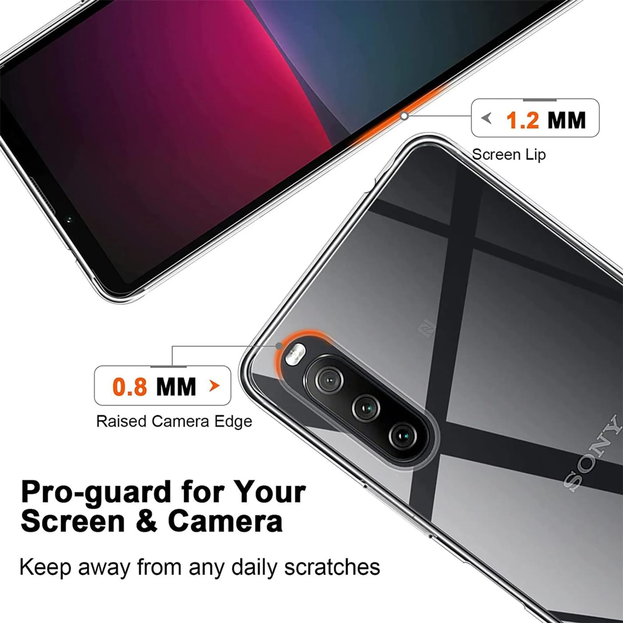 iVoler Cover per Sony Xperia 10 V con 2 Pezzi Vetro Temperato, [Antiurto di Grado Militare] Protettiva Custodia, Sottile Morbida in Silicone TPU