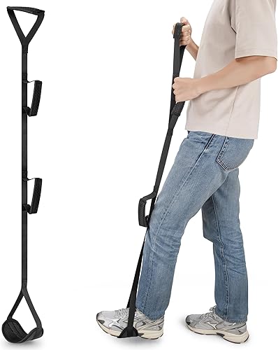 Correa de elevación de piernas de 45 pulgadas, ayuda para levantar pies con correa de mano y movilidad de bucle para el pie para cirugía de