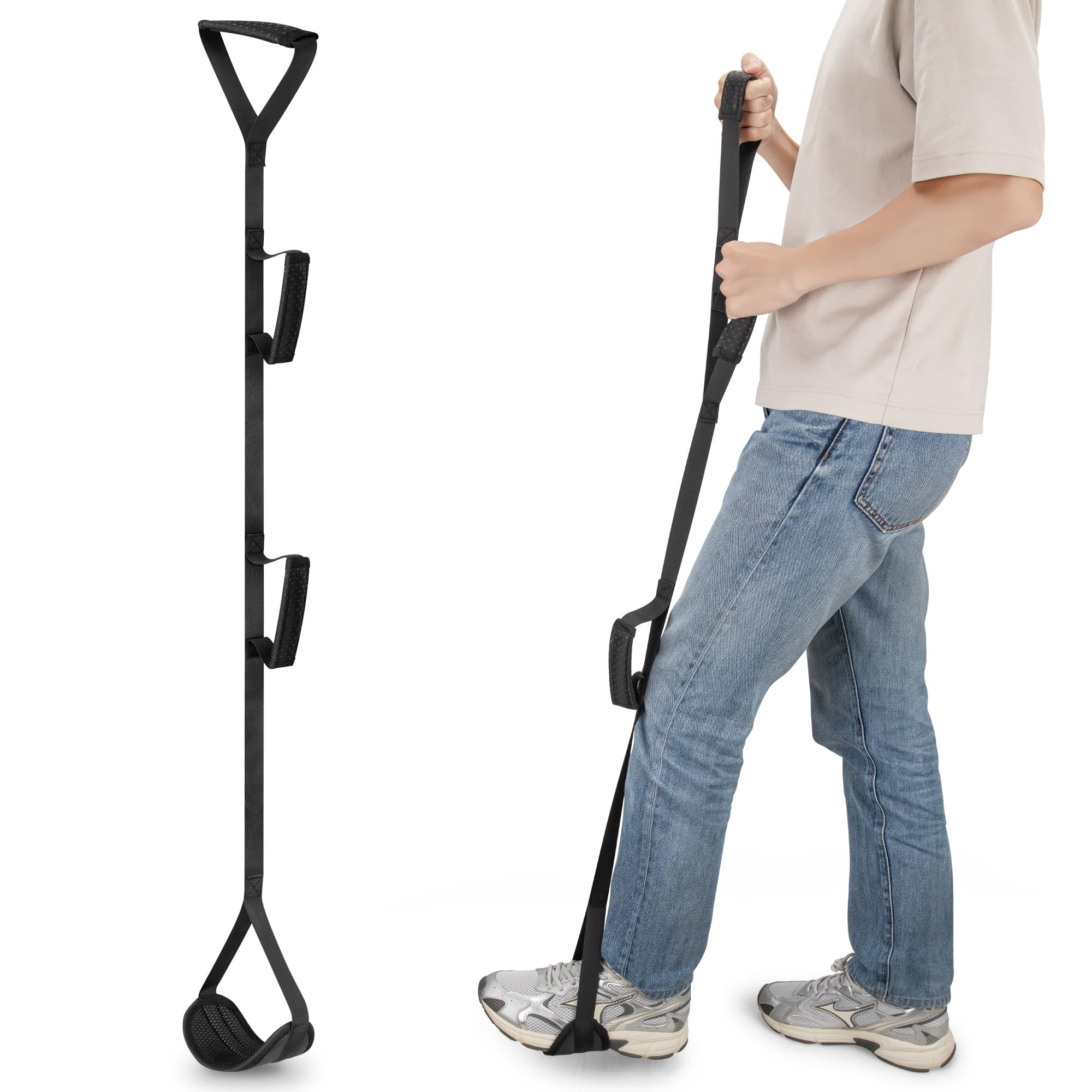 45 Inch Leg Lifter Strap - Foot Lifter Aid with Hand Strap and Foot Loop Mobility for Hip and Knee Replacement Surgery,Leglifter Aids for Elderly,Disable,Get in and Out of Wheelchair,Bed,Car