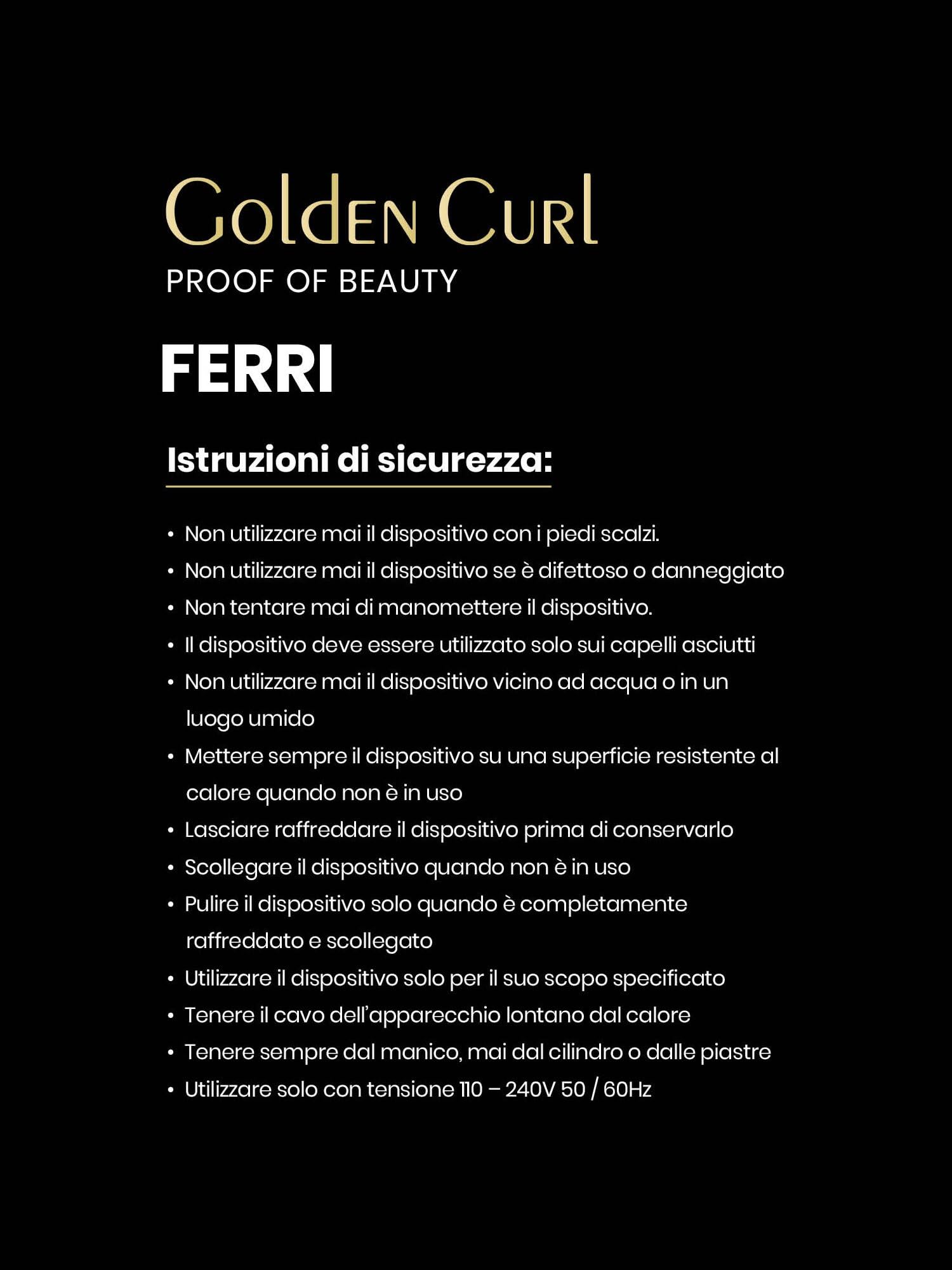 Golden Curl Arricciacapelli Professionale - 5 Anni di Tranquillità - Ferro Arricciacapelli con Barilotto in Ceramica Tormalina per Onde e Ricci per Capelli Corti e Lunghi (Oro Rosa)