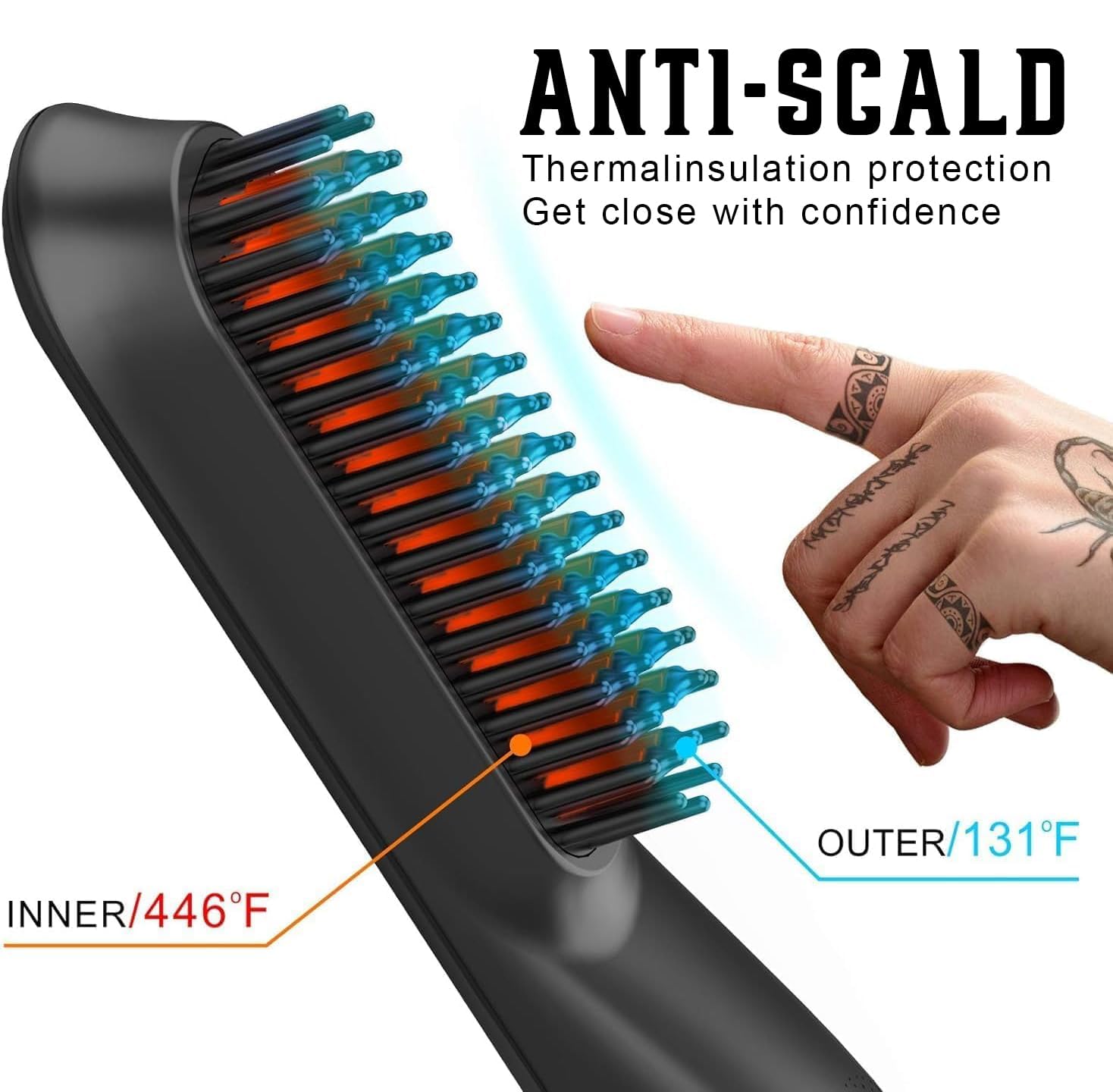 Heated Beard Straightener - Men's Styling Brush -6