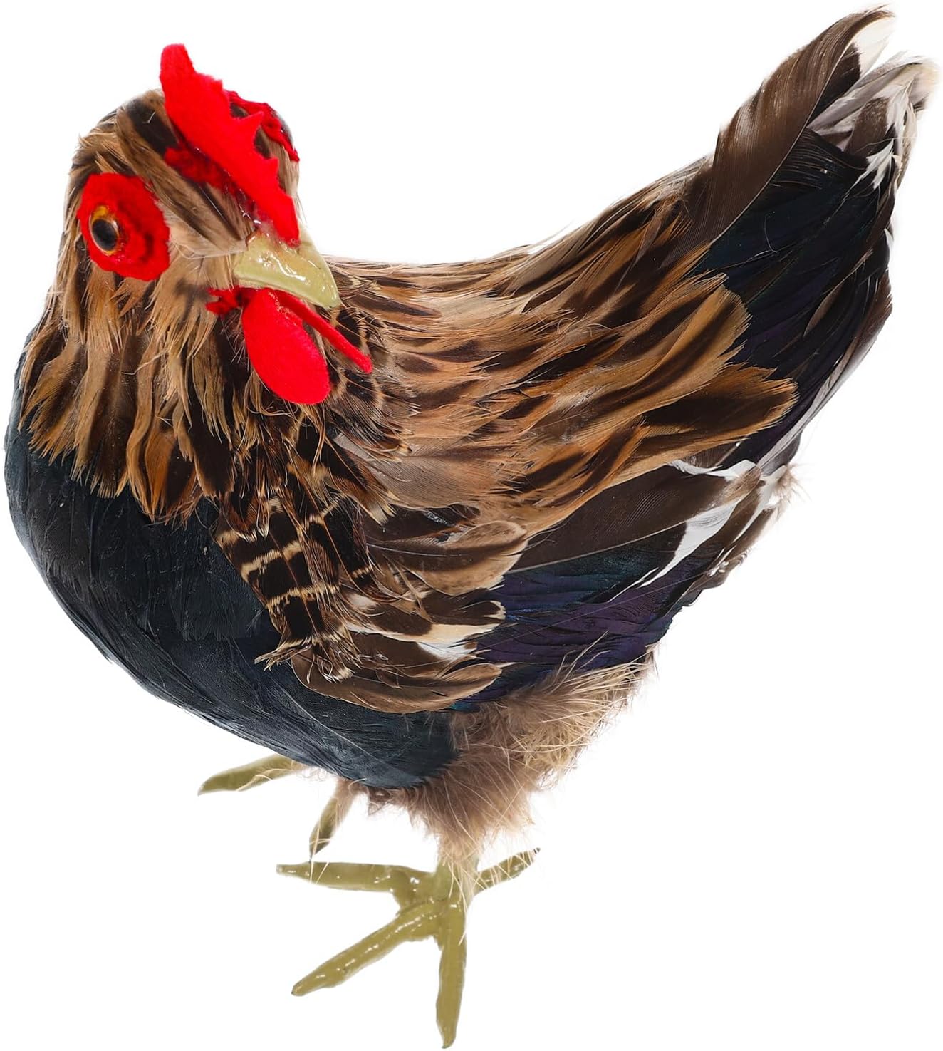 BESPORTBLE Realistic Chicken Statue Artificial Simulation Stuffed Hen Chicken Feathered Fake Hen Figurines Realistic Standing Farm Garden Statue Home Decoration