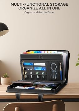 ABC life Important Document Organiser Wallets,13 Pockets A4 Fireproof Expanding File Folder with Handle, Accordion Travel Certificate Storage Organizer, Waterproof Paperwork Receipt Folders