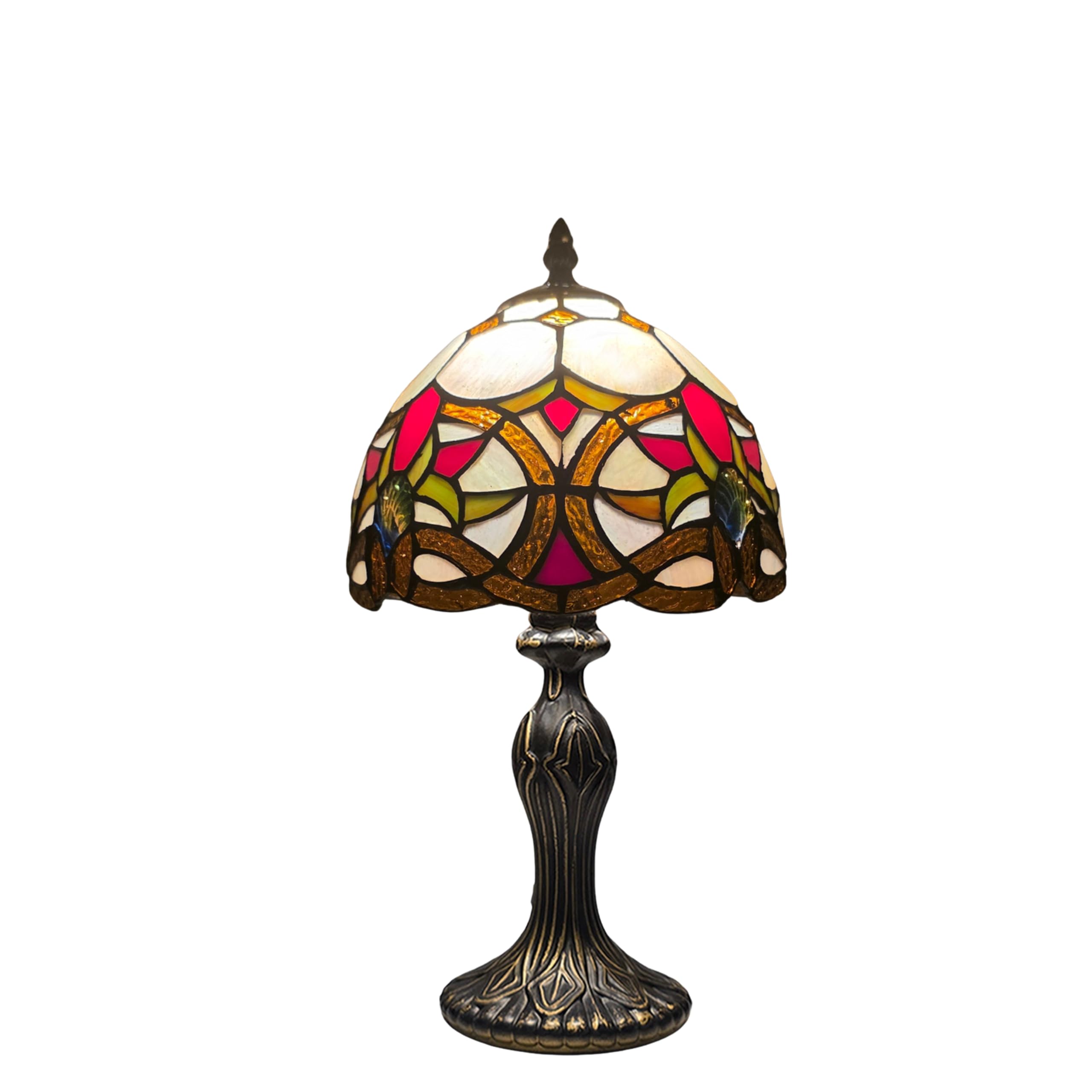 MaxSell Handcrafted Tiffany Style Table Lamp Art Bedside Light Desk Lamps Stained Glass 8 inches