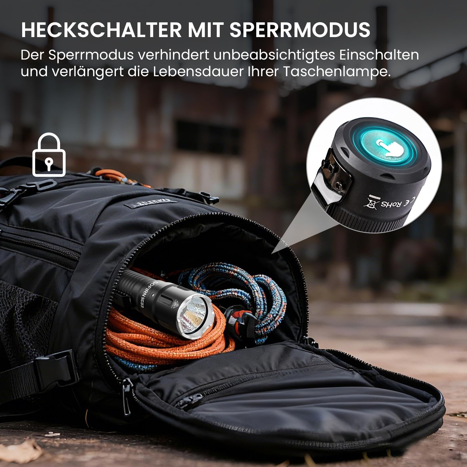 Sofirn SC33 Led Taschenlampe 5200 Lumen Superhelle Wiederaufladbare Taschenlampe Aufladbar EDC Tragbare mit Typ C Schwanz E-Schalter für Outdoor Suche Wandern Notfall