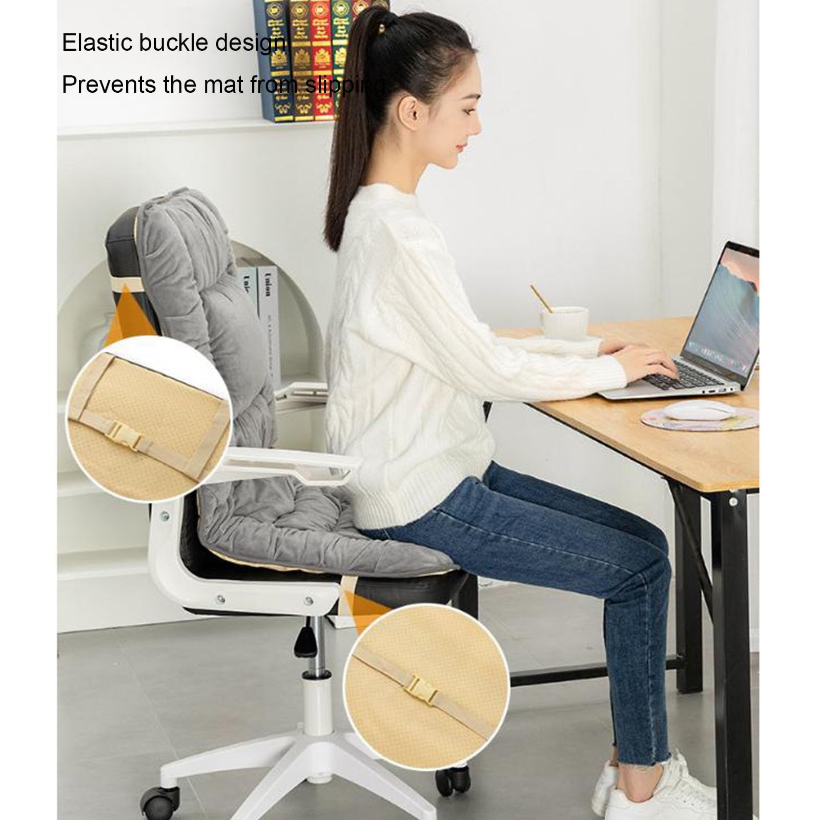Cuscino Riscaldante per Sedia da Ufficio, Sedile Riscaldato 5v 10w in Velluto Olandese, Cuscino Riscaldante a Riscaldamento Rapido, Lavabile in Lavatrice, per Alleviare il(Brown,20x43in/50x110cm)