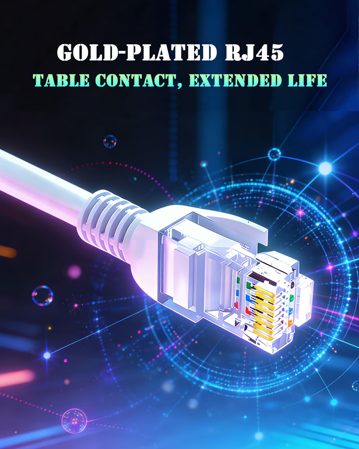 Cavo Ethernet Cat 6 da 3 m, confezione da 10 pezzi, supporto rete Cat7 Cat8, 550 MHz, 24 AWG, RJ45, cavo patch LAN bianco per Mac, modem, PC, router, laptop (bianco)