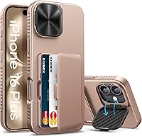 Vista 16 de Funda tipo cartera para iPhone 16e con soporte, tarjetero integrado y funda para cámara, protección contra caídas de grado militar a prueba