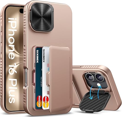 Miniatura 16 de Funda tipo cartera para iPhone 16e con soporte, tarjetero integrado y funda para cámara, protección contra caídas de grado militar a prueba de