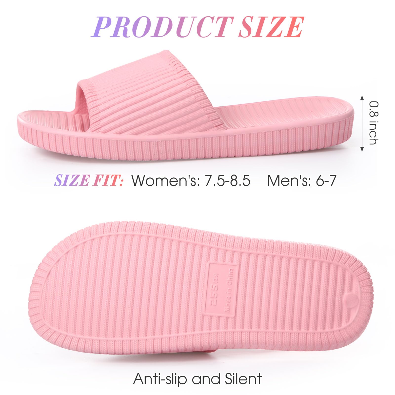 Shyyween Juego de 6 pares de zapatos de ducha 7.5-8.5 mujeres/6-7 hombres, sandalias de baño ligeras para piscina, pantuflas de casa a granel, antideslizantes, para el hogar, hotel, piscina, spa,
