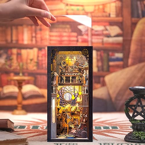 Miniatura 4 de Cutefun Kit de rincón de libros para adultos, kit de casa de muñecas en miniatura para adultos y adolescentes, rompecabezas de madera 3D para