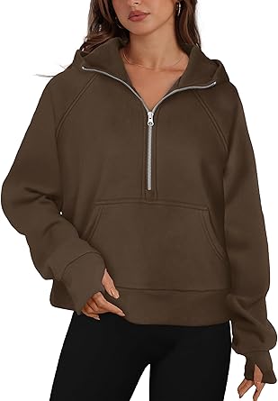 Photo 1 of  XIEEREDUO Womens Sweatshirts Half Zip Cropped Pullover Casual Quarter Zipper Hoodies Fall Outfits Clothes 
SIZE XL