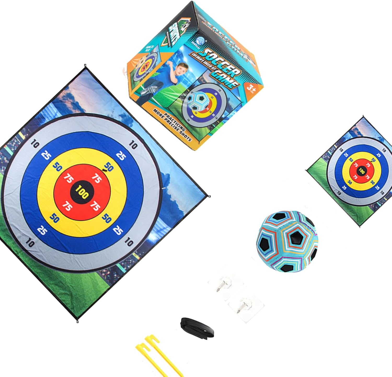 Portable Soccer Exercise Mat with Sticky Marking Areas for Junior Players and Beginners Accuracy Kicking Training Tool