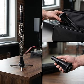 Cecilio Foldable Clarinet Stand, Portable Travel Clarinet Holder Instrument Protection