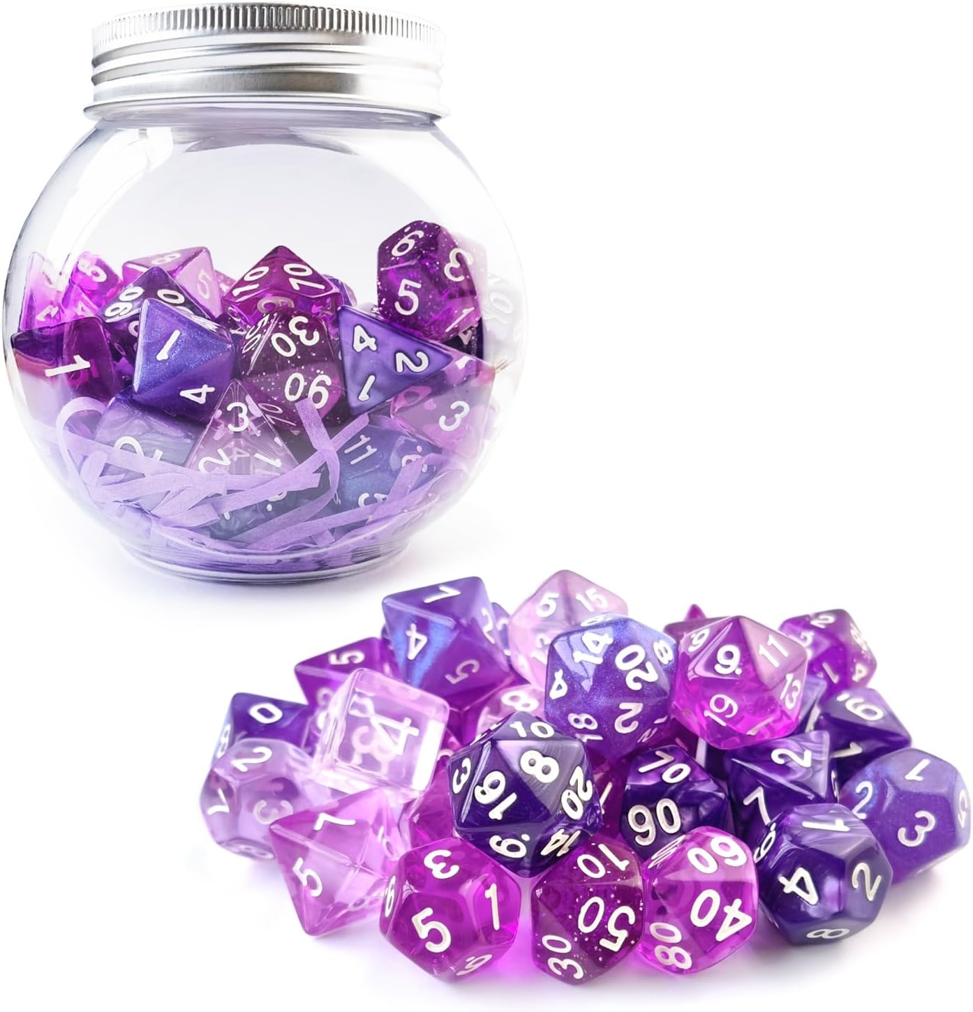 35 RPG Würfel Amethyst Set - 5 Sets In Verschiedenen Lila-Tönen