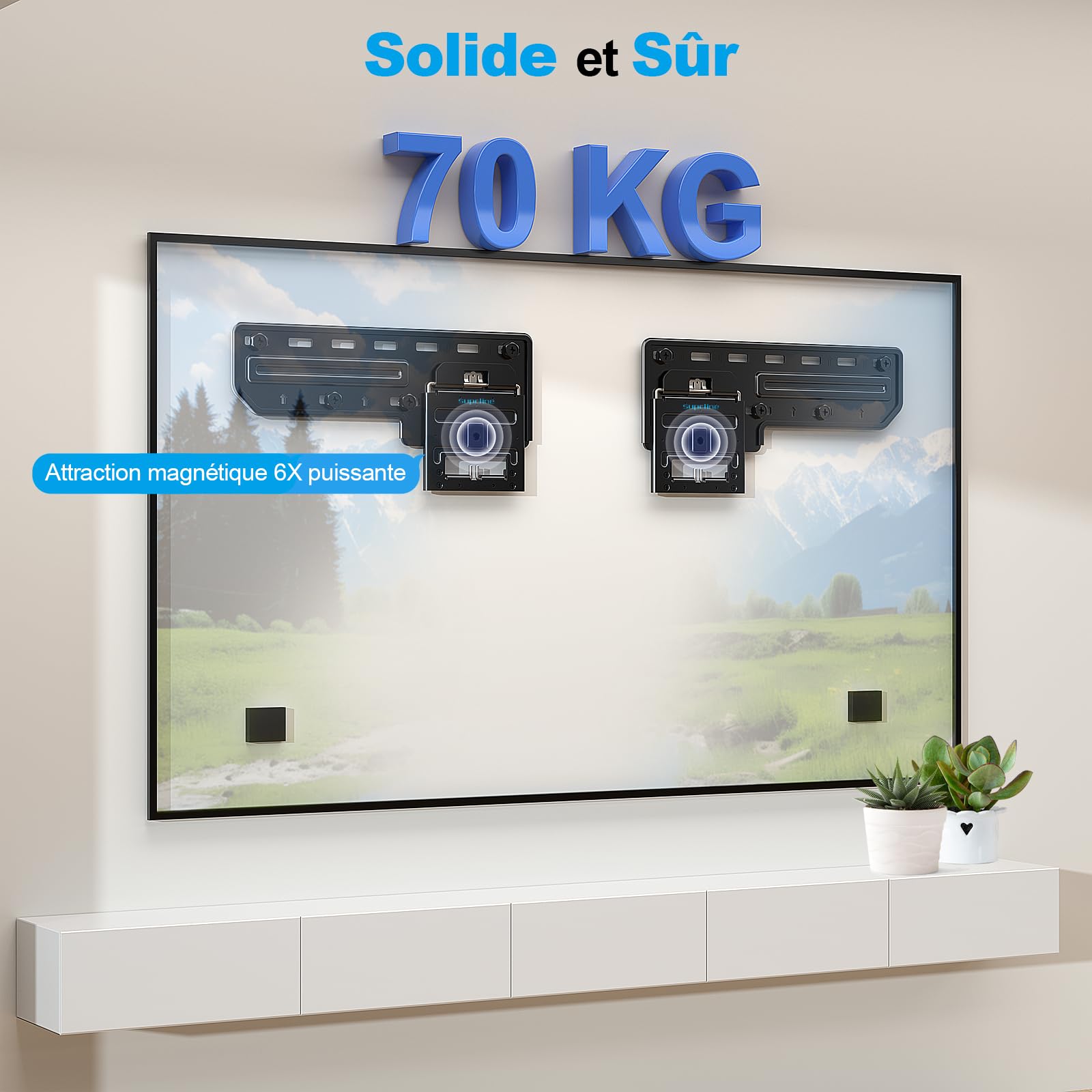 Support Mural TV Ultra-Mince pour TV Plate et TV à Cadre de 42 à 100 Pouces