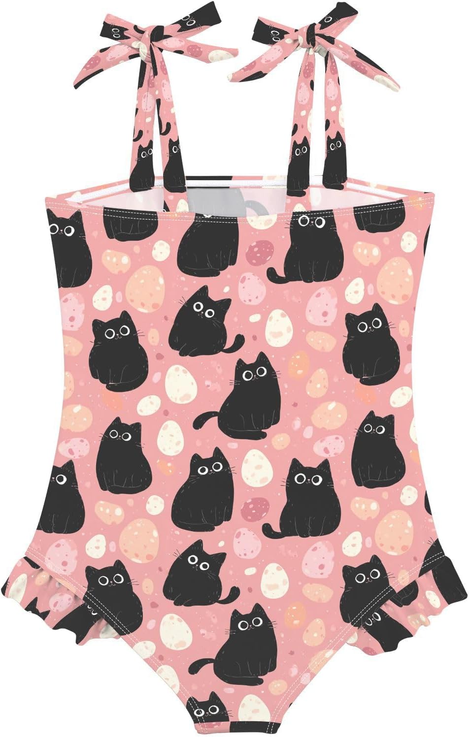 visesunny Toddler Girl Swimsuit Adjustable Strap Swimwear Pink Eggs Cat Bathing Suits for Girls 18M-6Y