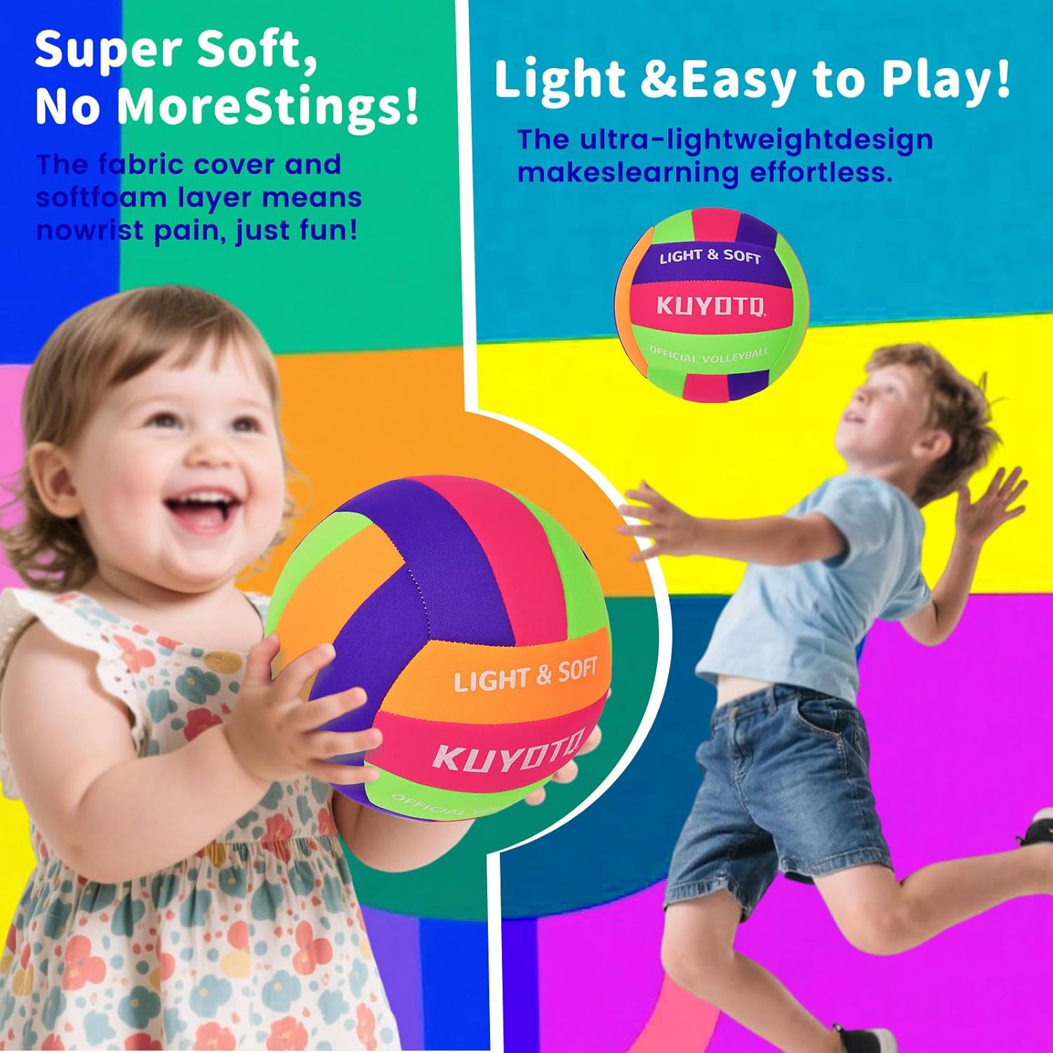 KUYOTQ Soft Indoor Volleyball for Indoor Practice Super Soft and Light Safe Sport Gear Fabric Volleyball for Kids Youth Adult Beginners, Perfect for House Yard Training Games - Image 6