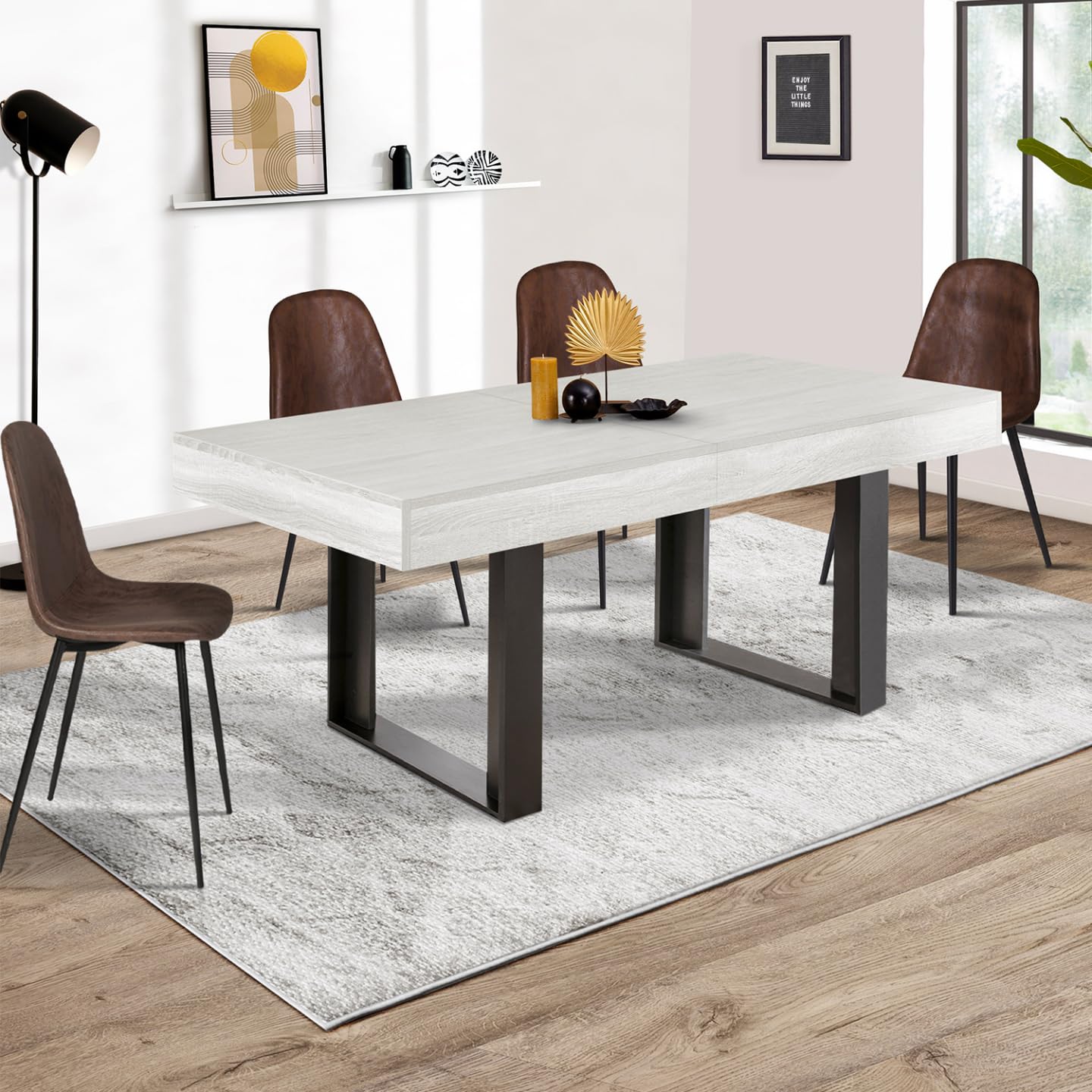 IDMarket - Mesa de comedor extensible rectangular Phoenix 4-8 personas madera gris 160-200 cm