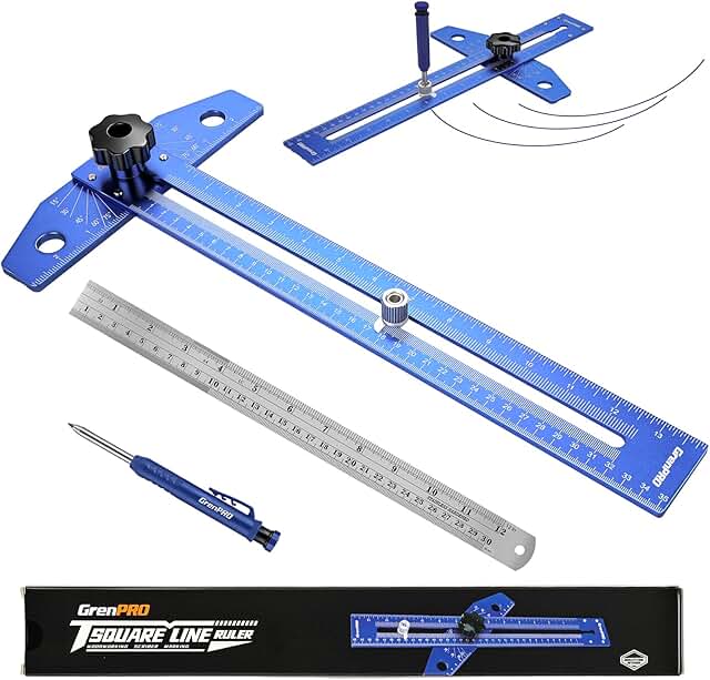 Precision Woodworking Scriber & Marking Line Ruler Set: Adjustable Aluminum T-Square